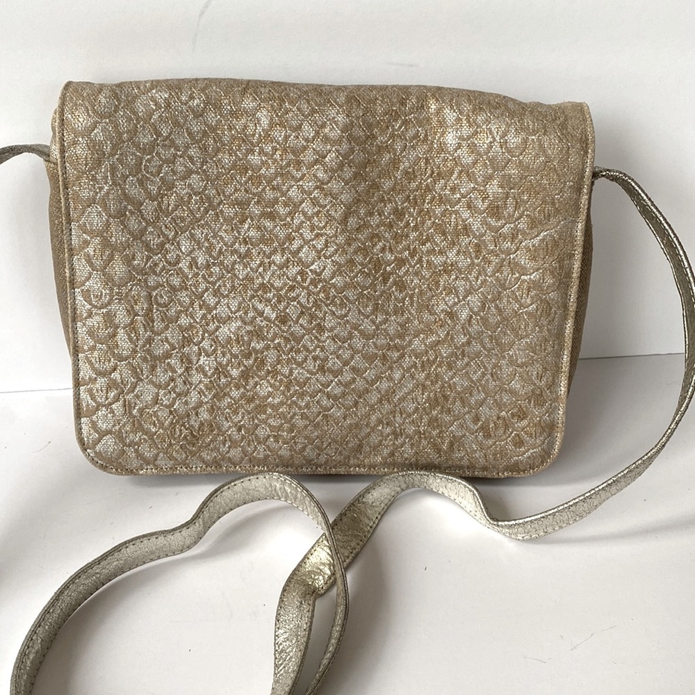 Carlos Falchi cross body bag with gold and silver color
